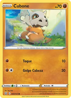 Carta Cubone de la expansión Estilos de Combate, número 69/163