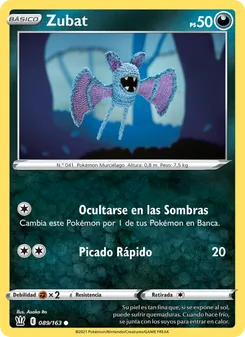 Carta Zubat de la expansión Estilos de Combate, número 89/163