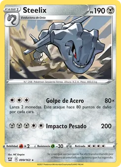 Carta Steelix de la expansión Estilos de Combate, número 99/163