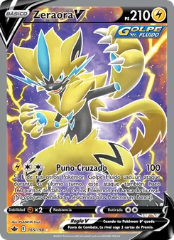 Carta Zeraora V de la expansión Reinado Escalofriante, número 165/198
