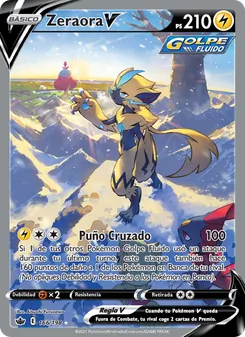 Carta Zeraora V de la expansión Reinado Escalofriante, número 166/198