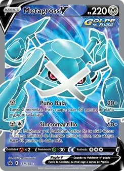 Carta Metagross V de la expansión Reinado Escalofriante, número 181/198