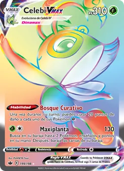 Carta Celebi VMAX de la expansión Reinado Escalofriante, número 199/198