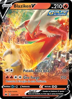 Carta Blaziken V de la expansión Reinado Escalofriante, número 20/198