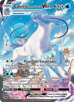 Carta Calyrex Jinete Glacial VMAX de la expansión Reinado Escalofriante, número 203/198