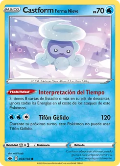 Carta Castform Forma Nieve de la expansión Reinado Escalofriante, número 34/198