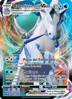 Carta Calyrex Jinete Glacial VMAX de la expansión Reinado Escalofriante, número 46/198