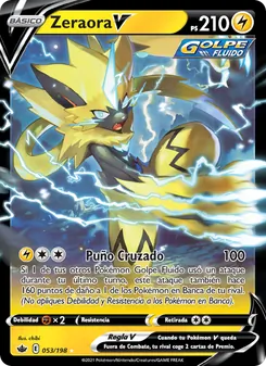 Carta Zeraora V de la expansión Reinado Escalofriante, número 53/198