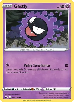 Carta Gastly de la expansión Reinado Escalofriante, número 55/198