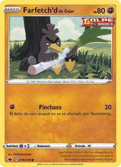 Carta Farfetch'd de Galar de la expansión Reinado Escalofriante, número 78/198