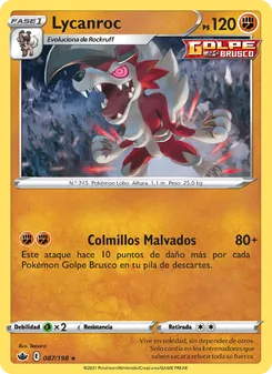 Carta Lycanroc de la expansión Reinado Escalofriante, número 87/198
