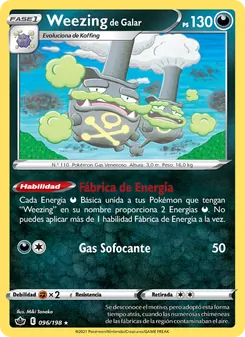 Carta Weezing de Galar de la expansión Reinado Escalofriante, número 96/198