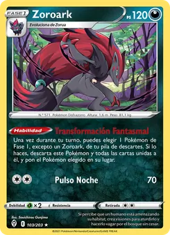 Carta Zoroark de la expansión Cielos Evolutivos, número 103/203