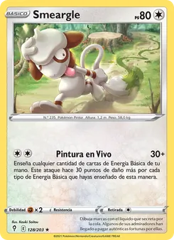 Carta Smeargle de la expansión Cielos Evolutivos, número 128/203