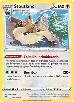Carta Stoutland de la expansión Cielos Evolutivos, número 135/203