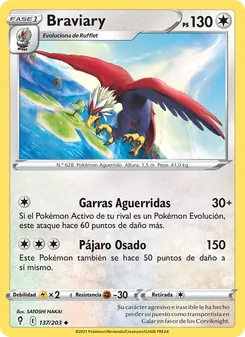 Carta Braviary de la expansión Cielos Evolutivos, número 137/203