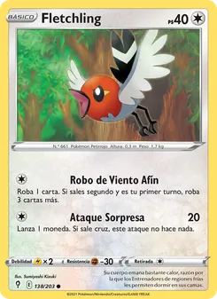 Carta Fletchling de la expansión Cielos Evolutivos, número 138/203