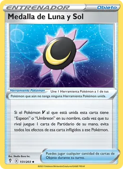 Carta Medalla de Luna y Sol de la expansión Cielos Evolutivos, número 151/203