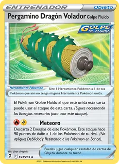 Carta Pergamino Dragón Volador Golpe Fluido de la expansión Cielos Evolutivos, número 153/203