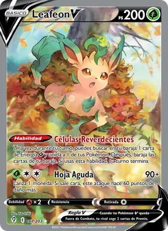 Carta Leafeon V de la expansión Cielos Evolutivos, número 167/203