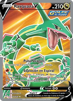 Carta Rayquaza V de la expansión Cielos Evolutivos, número 193/203