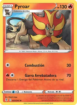 Carta Pyroar de la expansión Cielos Evolutivos, número 23/203