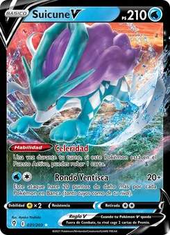 Carta Suicune V de la expansión Cielos Evolutivos, número 31/203