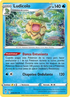 Carta Ludicolo de la expansión Cielos Evolutivos, número 34/203