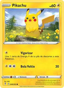 Carta Pikachu de la expansión Cielos Evolutivos, número 49/203