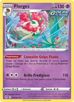 Carta Florges de la expansión Cielos Evolutivos, número 73/203