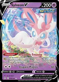 Carta Sylveon V de la expansión Cielos Evolutivos, número 74/203
