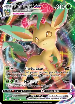 Carta Leafeon VMAX de la expansión Cielos Evolutivos, número 8/203