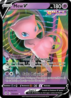 Carta Mew V de la expansión Golpe Fusión, número 113/264
