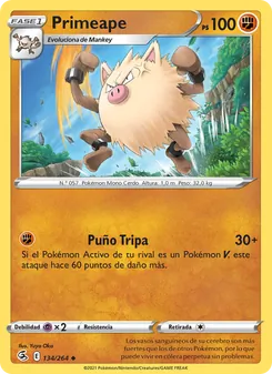 Carta Primeape de la expansión Golpe Fusión, número 134/264