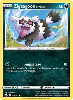 Carta Zigzagoon de Galar de la expansión Golpe Fusión, número 159/264