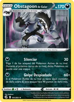 Carta Obstagoon de Galar de la expansión Golpe Fusión, número 161/264
