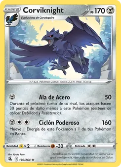 Carta Corviknight de la expansión Golpe Fusión, número 190/264