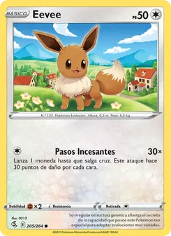 Carta Eevee de la expansión Golpe Fusión, número 205/264