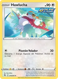 Carta Hawlucha de la expansión Golpe Fusión, número 216/264