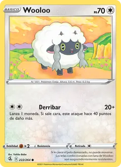 Carta Wooloo de la expansión Golpe Fusión, número 222/264