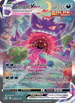 Carta Gengar VMAX de la expansión Golpe Fusión, número 271/264
