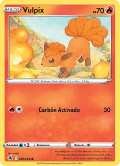 Carta Vulpix de la expansión Golpe Fusión, número 28/264