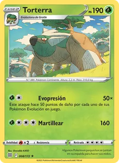 Carta Torterra de la expansión Astros Brillantes, número 008/172