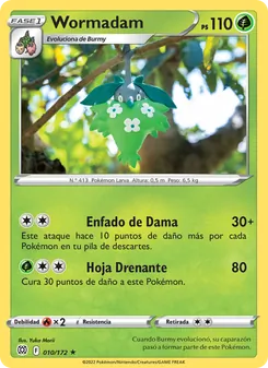 Carta Wormadam de la expansión Astros Brillantes, número 010/172
