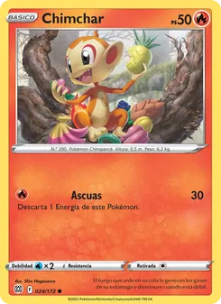 Carta Chimchar de la expansión Astros Brillantes, número 024/172