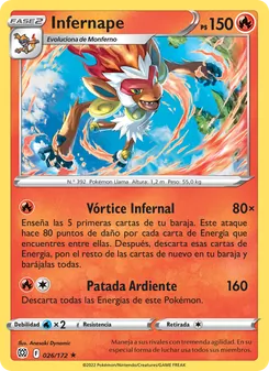 Carta Infernape de la expansión Astros Brillantes, número 026/172