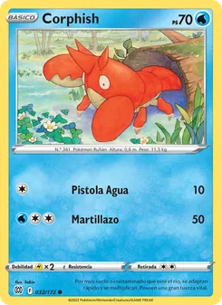 Carta Corphish de la expansión Astros Brillantes, número 032/172