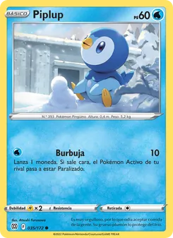 Carta Piplup de la expansión Astros Brillantes, número 035/172