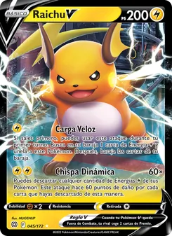 Carta Raichu V de la expansión Astros Brillantes, número 045/172