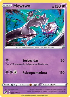 Carta Mewtwo de la expansión Astros Brillantes, número 056/172